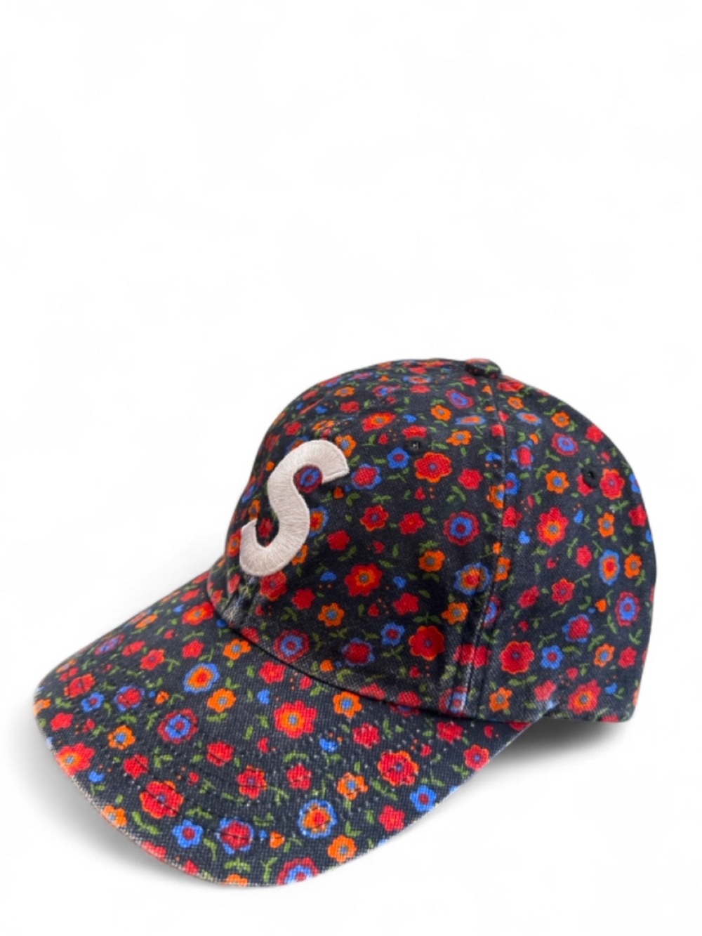 Supreme Brushed Washed Canvas S Logo 6-Panel Floral Cap (NWT)